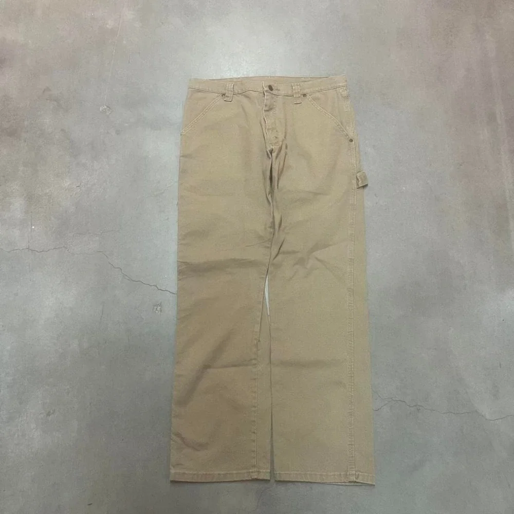 Vintage wrangler men's tan carpenter pants workwear loop 34